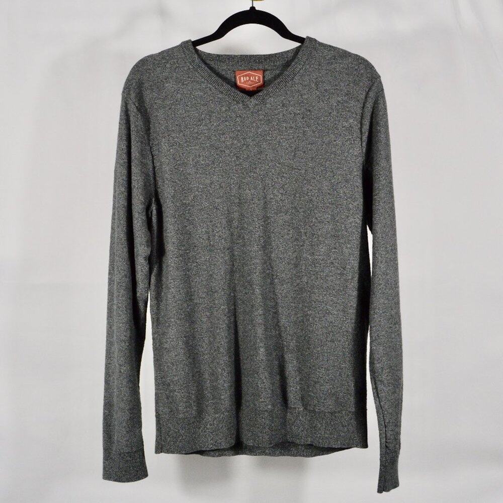 Red Ale by Alesbury Men's Large Heather Gray V-Neck Sweater | Size Large